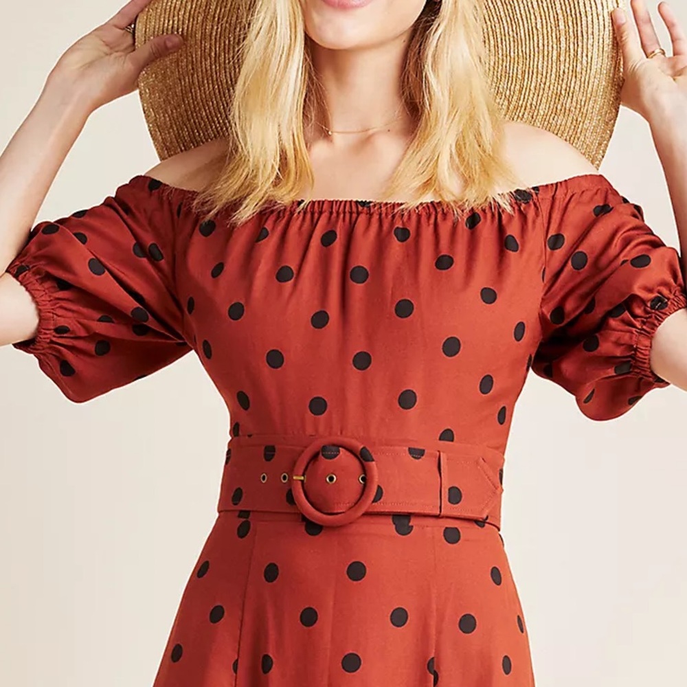 Anthropologie Lucienne Polka Dot Maxi Dress Petite - Picture 4 of 11